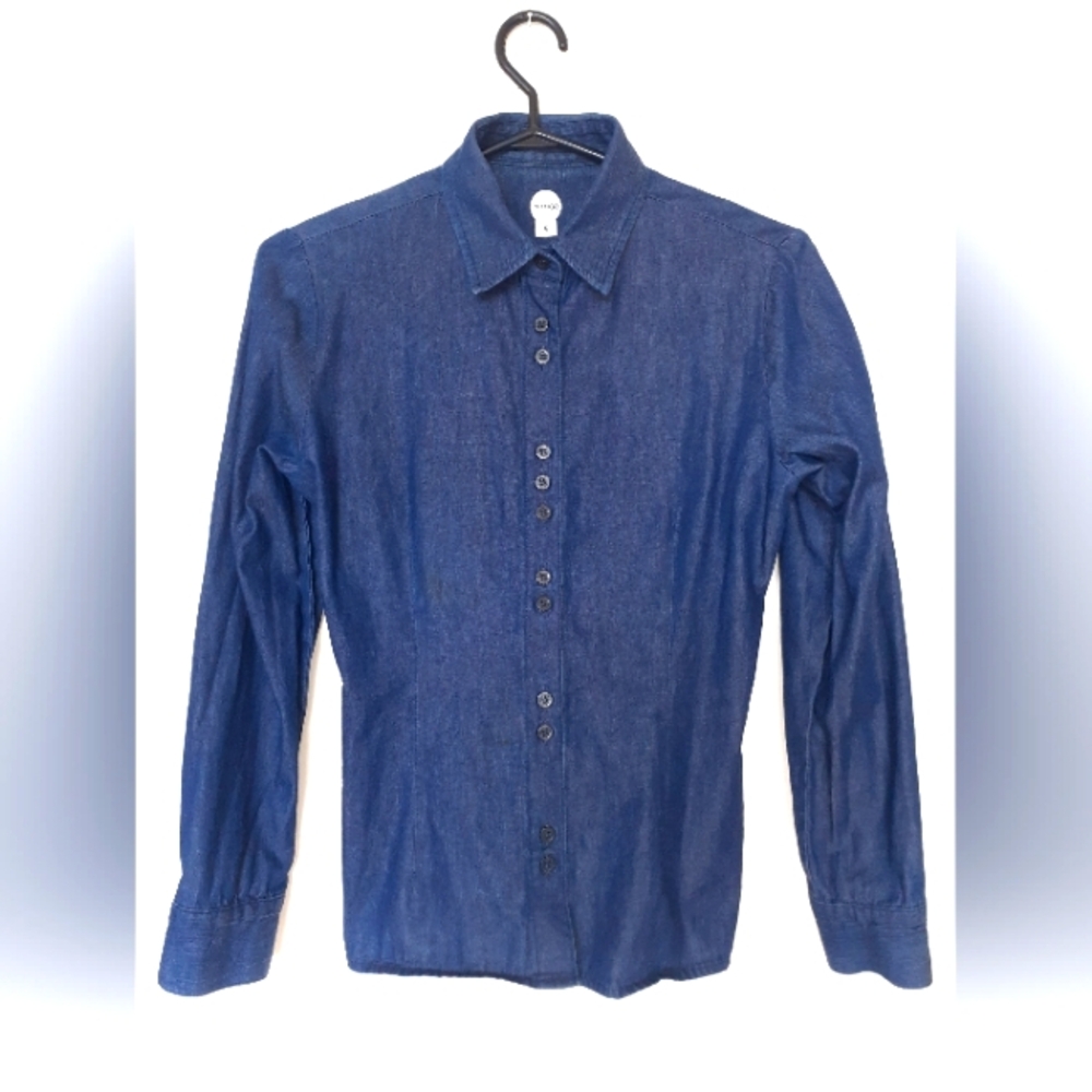 Denim Chambray Button-down Shirt, Cotton
